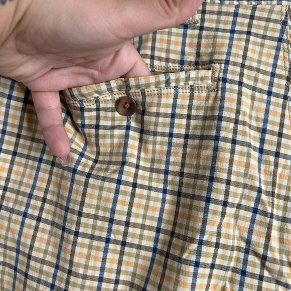 Tommy Bahama Shorts Mens 36 Tan Blue Plaid Check Nylon Stretch Lightweight Beach - Picture 7 of 14